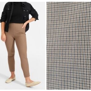 EVERLANE brown houndstooth The Side-Zip Stretch Cotton ankle pants, size 0